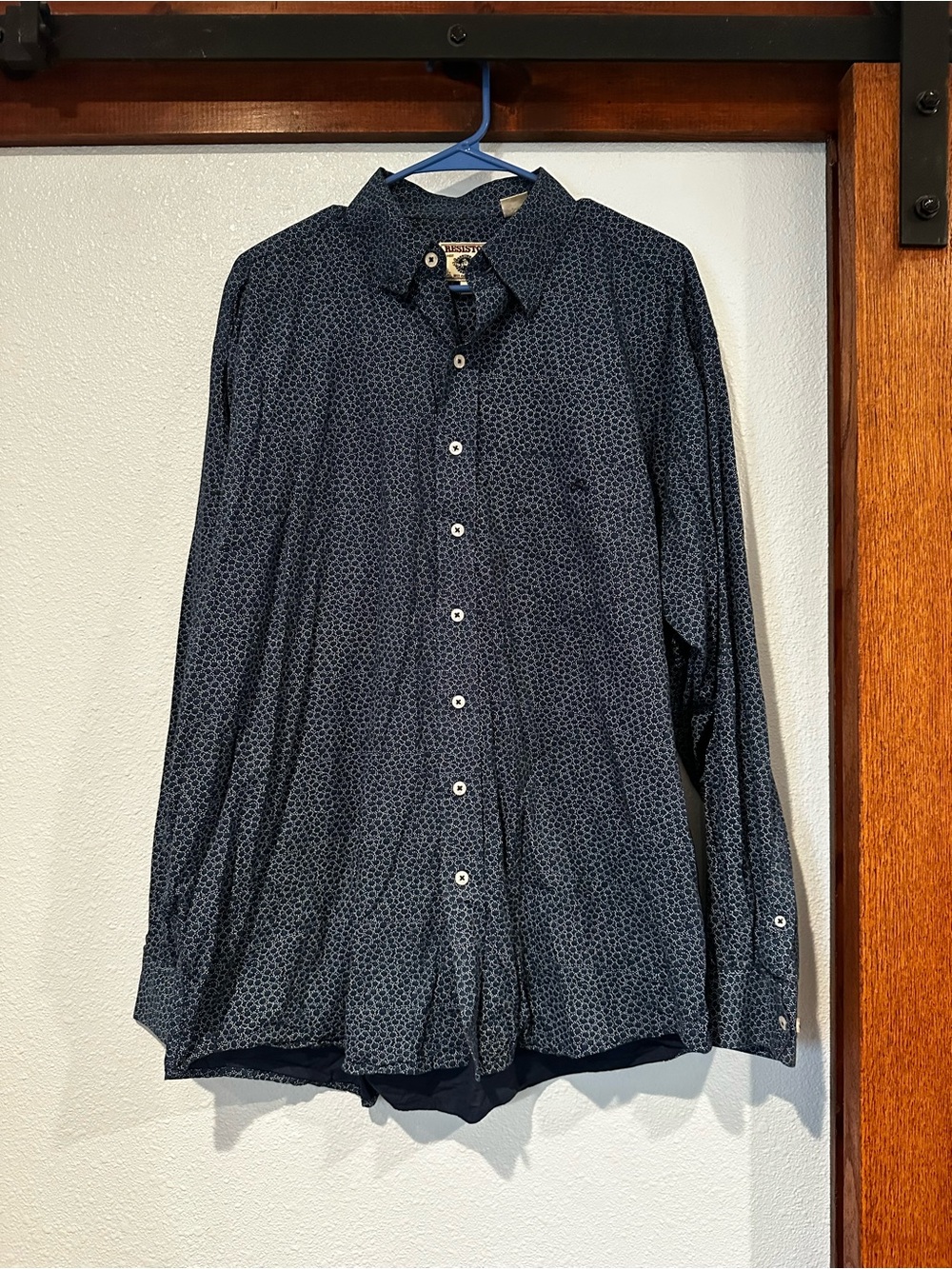 Men's Navy Micro-Print Button-Down Shirt